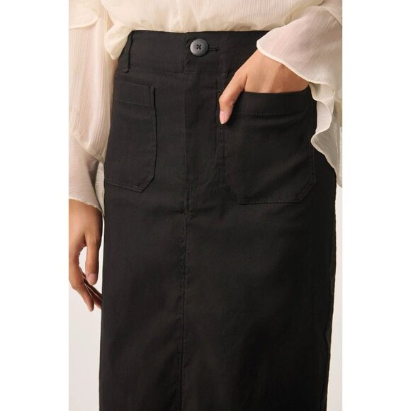 Anthropologie The Colette Maxi Skirt Maeve Womens 2X Black Stretch Pockets NWT - Picture 3 of 5